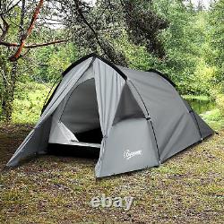1-2 Man Camping Dome Tent with Rain Fly Porch Mesh Window Double Layer Hiking
