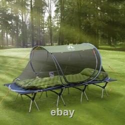 1 Man Camping Cot for Outdoor Sleeping Support 330lb With Pop-up Mosquito Tent