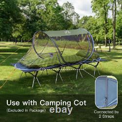 1 Man Camping Cot for Outdoor Sleeping Support 330lb With Pop-up Mosquito Tent