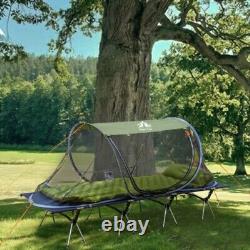 1 Man Folding Camping Cot Portable Sleeping Bed with Pop-up Mosquito Net Tent