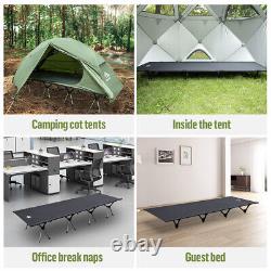 1 Man Folding Camping Cot Portable Sleeping Bed with Pop-up Mosquito Net Tent