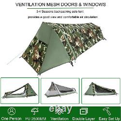 1 Man One Person Solo Camouflage Camo Tent Military Backpacking Camping Hunting