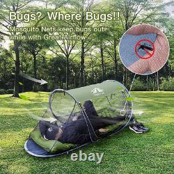 1 Man Pop Up Camping Tent Automatic Instant with Bug Screen Net Camping Cot Set