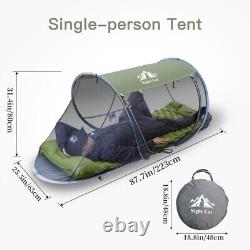 1 Man Pop Up Camping Tent Automatic Instant with Bug Screen Net Camping Cot Set