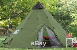 10 Person Man Teepee Tent Large Family Pyramid Camping Shelter Green 18 x 18 ft