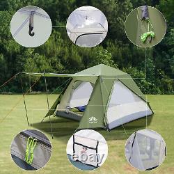 2-3 Men Instant Tent Outdoor Waterproof Family Pyramid Camping Shelter Green US
