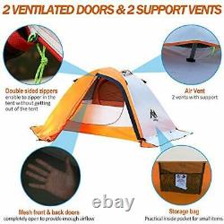 2 Man Tent, Backpacking Camping Tent 2 Person Waterproof, 2 Doors Double Layer