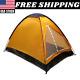 2 Person Dome Camping Tent with Sealed Bottom Orange 7x5' Two Man Tent Couple