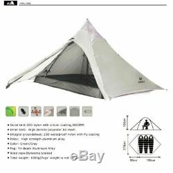 20D Double Layer 3 Men Three Person Backpacking Tent 3 Season For Camping Hiking