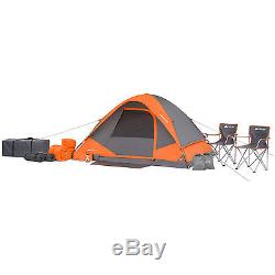 22 Piece Camping Set 2 Sleeping Bags Pillows Foam Sleep Pads Chairs 4 Man Tent