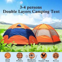 3-5 Person Man Family Outdoor Tent 2 Layer Hiking Camping Group Tent Canopy
