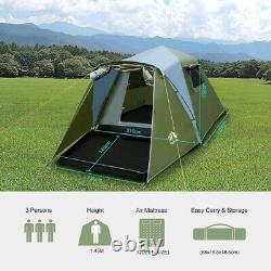 3 Man Pop Up Camping Tent Waterproof Automatic Setup Instant Family Hiking Tent