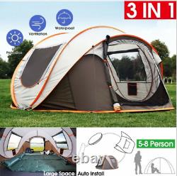 5-8 Man Automatic Pop Up Tent Shelter Outdoor Hiking Camping Beach Tent 110 inch