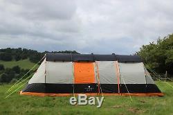 8 Berth Tent Family Camping Eight Man tent OLPRO Wichenford 2.0 Grey & Orange