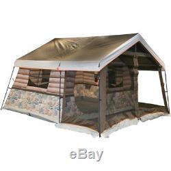 8 Man Log Cabin Camping Tent Waterproof Canopy Tub Floor Vents 13L x 12W x 7H