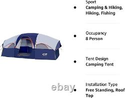 8 Person Family Camping-Tents, Waterproof Windproof 5 Large Windows Double Layer