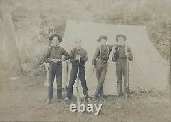 Antique Hunting Camp Photos Men Posing With Guns Fishing Poles Tent New York