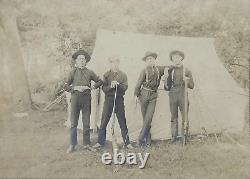 Antique Hunting Camp Photos Men Posing With Guns Fishing Poles Tent New York