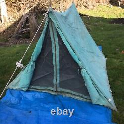 Antique Vtg Camping 2-Man Canvas CAMEL MFG PUP TENT 211-A 912-46 Camp WOW