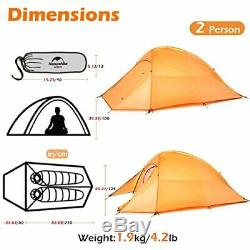 Azarxis 1 2 3 Person Man 3 4 All Season Tents for Camping (Orange 2 Person)