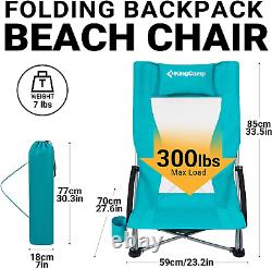 Beach Chair High Back Lightweight Folding Backpack Chair with Cup Holder Pocket