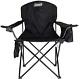 Camping Chair Folding with Built In 4 Can Cooler Fishing Picnic BBQ Party Black