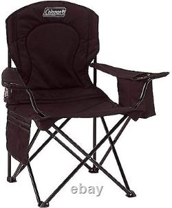 Camping Chair Folding with Built In 4 Can Cooler Fishing Picnic BBQ Party Black