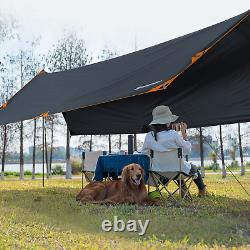 Camping Tarp, 16×9.8FT Tarp with 2 Poles, Lightweight Car Awning Sunshade, Porta