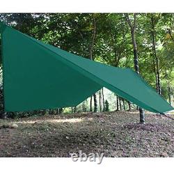 Camping Tarp Waterproof Tent 9.2 x 11.8 ft 02 Hexagonal Dark Green+accessories
