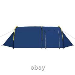 Camping Tent 4 Persons Navy Blue/Yellow vidaXL