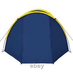 Camping Tent 4 Persons Navy Blue/Yellow vidaXL