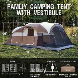 Camping Tent Person Family 6/8/10 with Screen Room, Water Resistant Big Tunnel