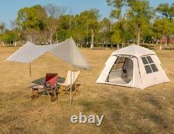 Camping Tents 3/4 Person Waterproof Instant Tents 3/4 People Cabin 4P Khaki