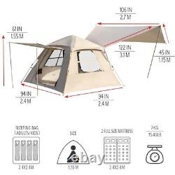 Camping Tents 3/4 Person Waterproof Instant Tents 3/4 People Cabin 4P Khaki