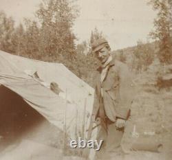 Circa 1900 Original Pikes Peak Region Man Camping in Tent Candid Colorado