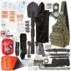 Emergency 250 Survival Kit Backpack First Aid & Tourniquet Go Bugout Bag