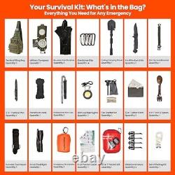 Emergency 250 Survival Kit Backpack First Aid & Tourniquet Go Bugout Bag