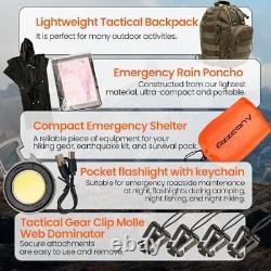 Emergency 250 Survival Kit Backpack First Aid & Tourniquet Go Bugout Bag