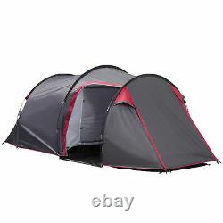 Four Man Camping Tent with 2 Rooms Porch Air Vents Rainfly Weather-Resistant