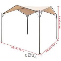 Gazebo Pavilion Tent Canopy 4x4m Steel Beige Umbrella Outdoor Gazebo Camping