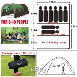 Hiking Traveling Camping Tunnel Tent 6-10Person Man Large Family Group+Carry HM