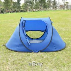 Instant Automatic Pop Up Camping Hiking 2 Man Tent Blue With Carry Bag Portable