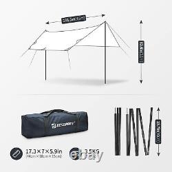 Large Waterproof Camping Tarp with Poles Outdoor Sunshade for Multifunction