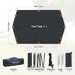 Large Waterproof Camping Tarp with Poles Outdoor Sunshade for Multifunction