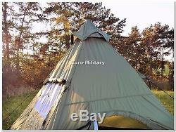 Military&Outdoor Four Man Pyramid Tipi Tent Camping Hunting Waterproof Shelter