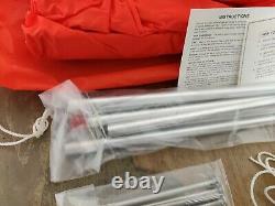 NOS Camping Nylon Two-Man Tent Bright Orange with Aluminum Poles & Manual