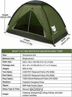 Night Cat Back Packing Tent Waterproof & Lightweight 1 Man Easy Set Up Tent