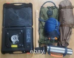 One Man Tent, camping bushcraft coldsteel axe, camp stove bundle