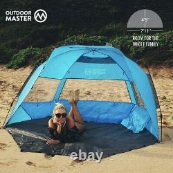 OutdoorMaster Pop-Up 3-4 Person Beach Tent X-Large Easy Setup Camp Shade Canopy
