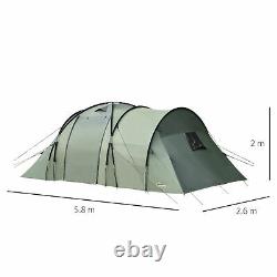 Outsunny 5 Man Camping Tent Family Friends Outdoor Shelter with Rainfly 3 Rooms Ca
